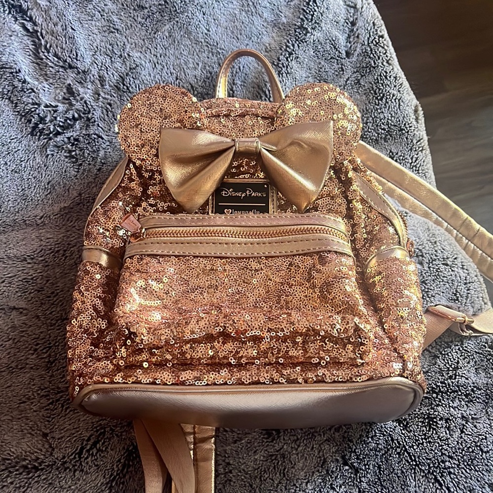 Minnie Mouse Sequined Backpack in Rose Gold